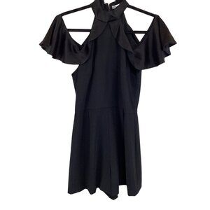 Alice + Olivia Black Cold Shoulder Ruffle Romper Size Small Luxurious‎